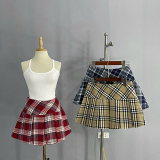 Chân váy xếp ly, chân váy tennis dáng ngắn thiết kế lưng cao tôn dáng hoạ tiết kẻ chất liệu thô lên form chuẩn