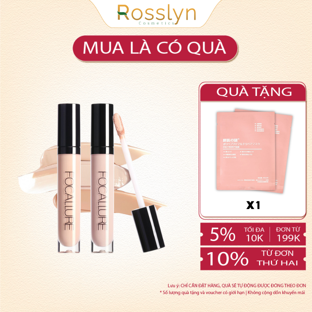 Kem che khuyết điểm Focallure 10g trang điểm chuyên dụng 7 màu tùy chọn Rosslyn