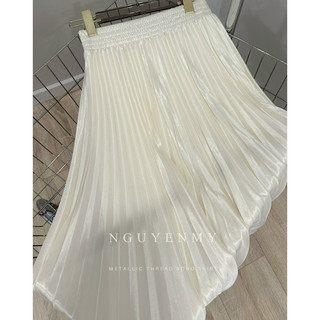 NGUYENMY - Chân váy dập ly thun lụa satin ( Hình ảnh chính chủ)