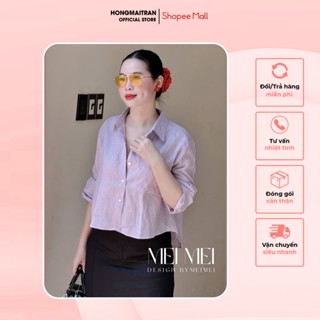  Set đồ nữ áo sơ mi tím pastel phối chân váy dáng dài tôn dáng tôn da phong cách thanh lịch Hong Mai Tran A14319 CV14319 