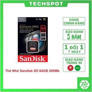 Thẻ Nhớ SDXC SanDisk Extreme Pro 64GB UHS-I U3 4K V30 200MB/s | Hàng Chính Hãng | Bảo Hành 5 Năm