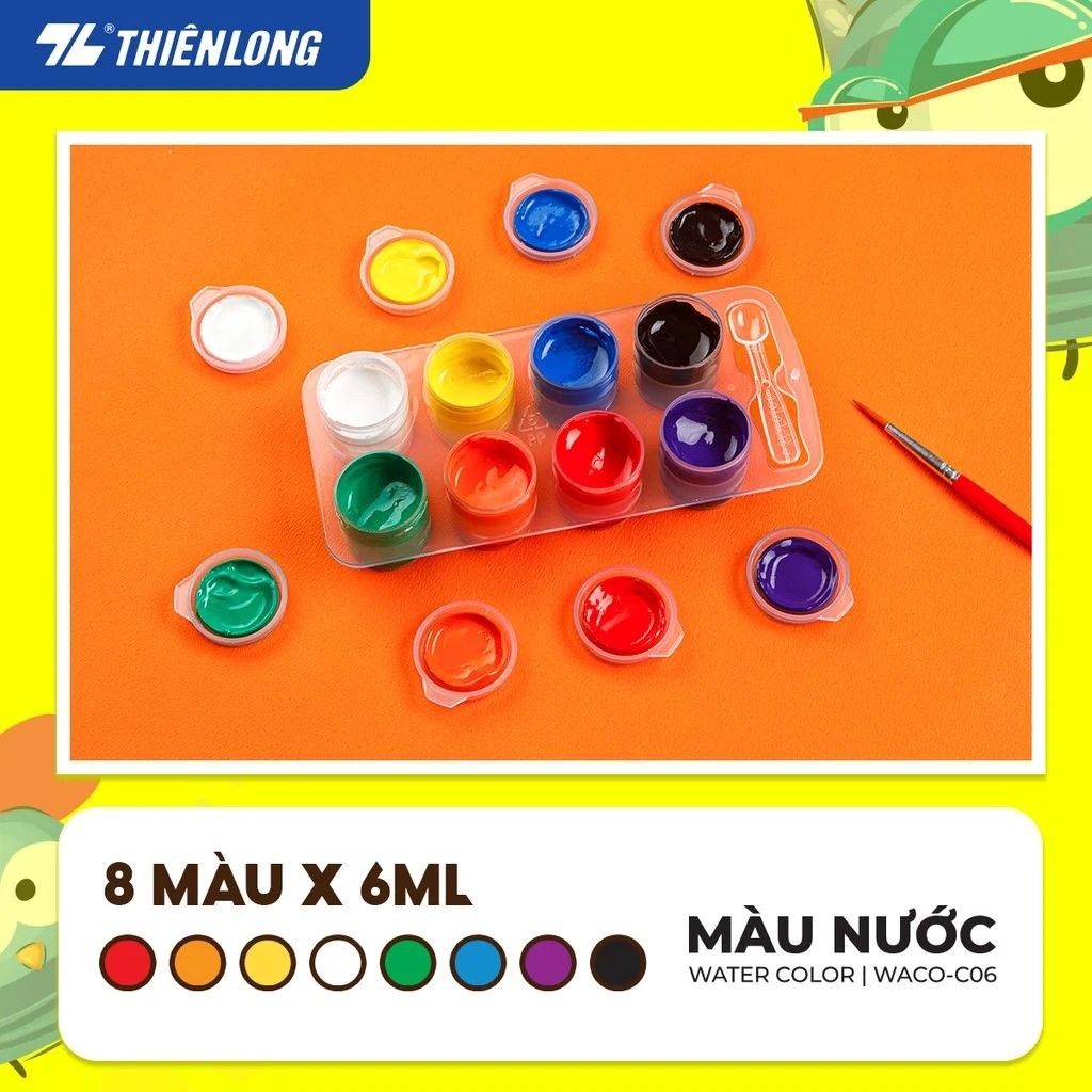 Màu nước Colokit Thiên Long WACO-C06 (Vĩ 8 màu), Bộ 8 màu nước Colokit Thiên Long WACO-C06