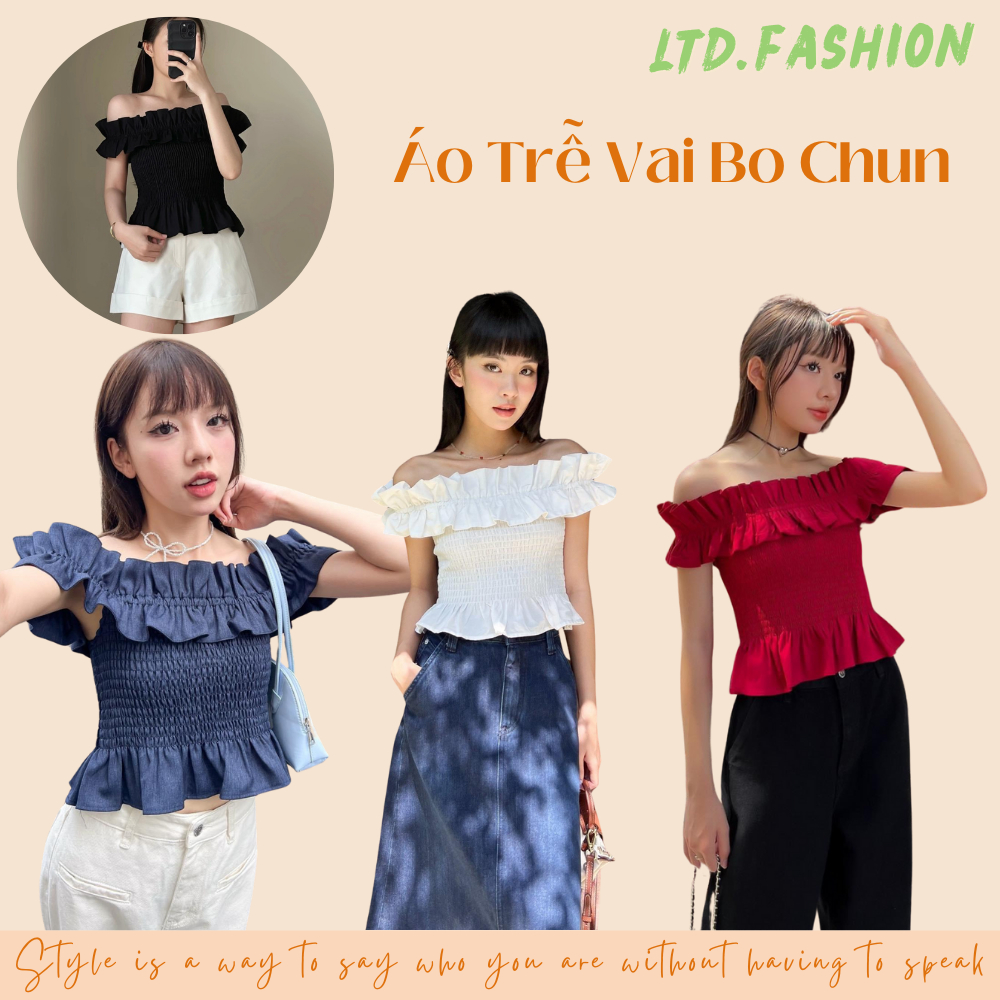 ÁO TRỄ VAI BO CHUN CHẠY SMOCKING FULL THÂN - LTD.FASHION - MOANA TOP