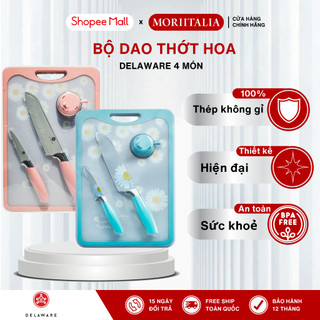 Bộ dao thớt hoa 4 món Delaware tiện lợi an toàn kháng khuẩn Moriitalia - 007108