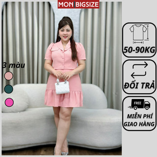 Set đồ bộ bigsize nữ dự tiệc đi chơi kiểu V nút bọc chân váy vải cotton MON chuẩn form, trẻ trung, big size 50 - 90kg