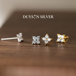 Bông tai bạc nữ cỏ bốn lá Duyson Silver, Khuyên tai bạc Ý 925 cỏ 4 lá may mắn (1 CHIẾC) [KNXK38]