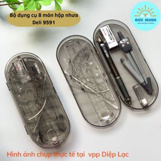  Bộ dụng cụ Compa chì kim 8 món Deli  Classmate hộp nhựa tiện lợi E9591 CM212 CHẤT LƯỢNG vpp Diệp Lạc 