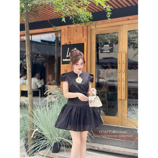 Đầm tacta phối tơ hoa ngực