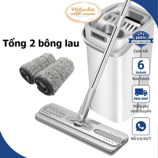 Cây Lau Nhà Tự Vắt Kèm Thùng Và 8 Bong Lau,Chổi Lau Nhà Tách Nước, Bộ Lau Nhà Xoay 360 Độ Kèm Thùng Tiện Lợi