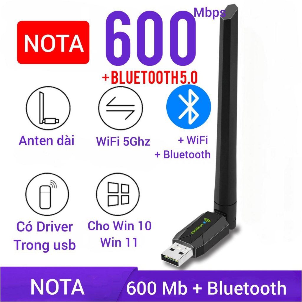 [Hỏa Tốc Win7 Win10] USB WiFi 5Ghz dùng được cho win 7 win 10 công suất 600Mbps 900Mbps 5G cho pc laptop ko có 5g