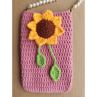 Túi đựng điện thoại handmade bằng len size 9*17