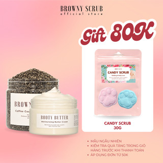 Bộ sản phẩm tẩy tế bào chết BROWNY SCRUB và kem dưỡng BOOTY BUTTER giúp da mềm mại, bóng khỏe handmade
