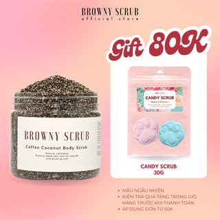 Tẩy da chết body Cà Phê Dừa BROWNY SCRUB dưỡng da mềm mịn, ngừa rạn, giảm chai sần handmade