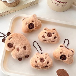 Móc khóa Capybara cute treo balo, ghim cài bông mềm hanmade