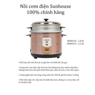 Nồi cơm điện sunhouse shd8125 1.8 lít - shd8135 2.2 lít