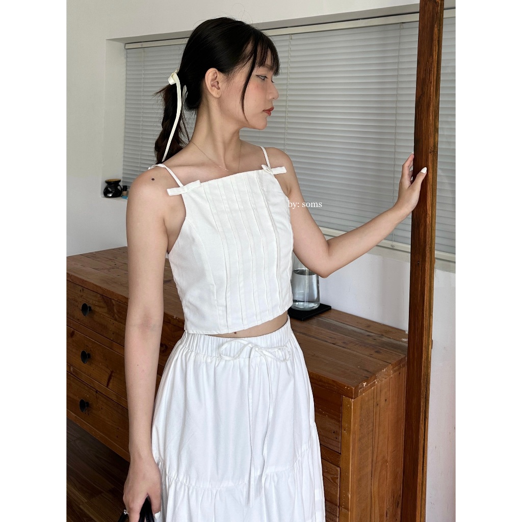 Áo dây xếp ly nơ xinh - 𝐁𝐞𝐥𝐥𝐚 𝐓𝐨𝐩