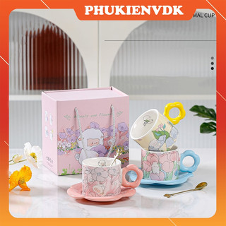 Cốc Sứ Uống Nước Cao Cấp Cốc Cà Phê Hoa Tu Lip Văn Phòng Phong Cách Hoạt Hình Dễ Thương