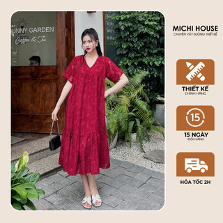 Đầm Suông MICHI House Váy Xuông Đuôi Cá Cổ V Đi Biển Dáng Dài Freesize V952