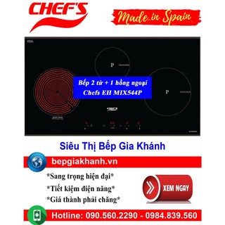 Bếp 2 từ + 1 hồng ngoại chefs eh mix544p nhập khẩu tây ban nha