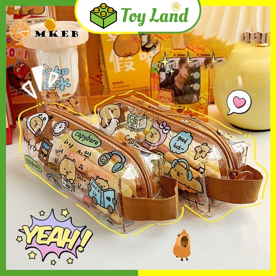 Bóp Viết Trong Suốt Hoạt Hình Capybara Hộp Bút Dễ Thương Cute Đồ Dùng Học Sinh Chống Thấm Nước