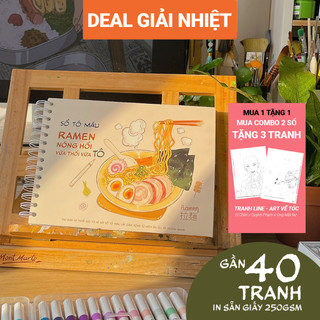 Sổ Tô Màu Đồ Ăn Nhật Bản 40 Tranh 250gsm - Tô Màu Chì/Marker/Gouache/Acrylic - Lỗi 1 Đổi 1 - Ong Mặt Bự