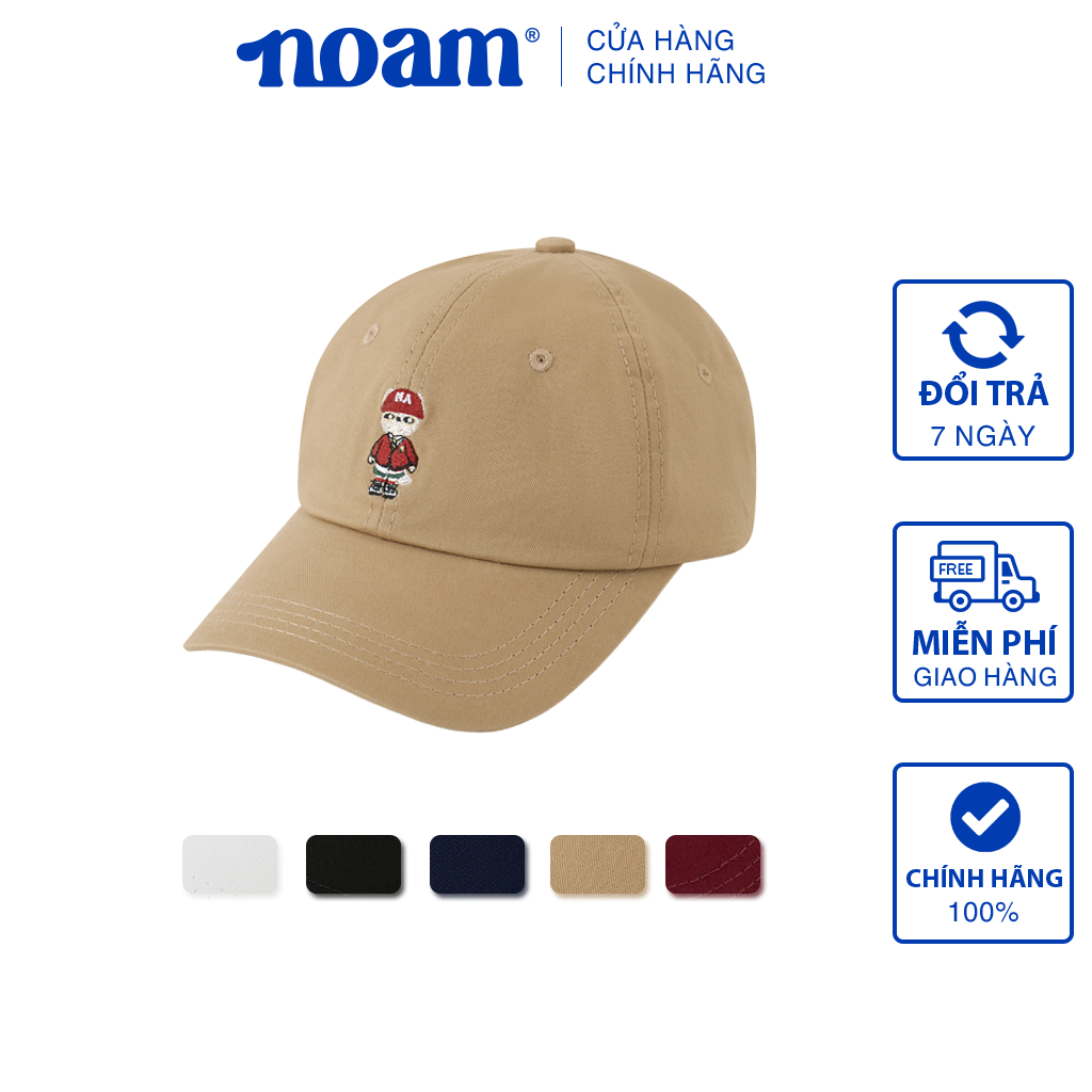 Nón bóng chày Unisex NOAM Nafox đứng form, chất liệu kaki cao cấp - Màu Đen/ Trắng/ Navy/ Be/ Đỏ Đô