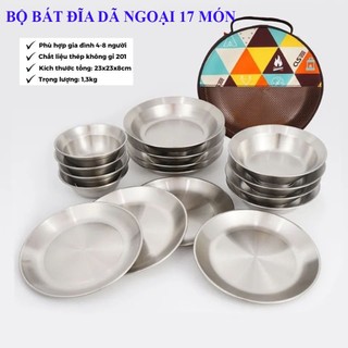 Bộ Bát Đĩa Camping Dã Ngoại Chính Hãng CLS Inox 304 An Toàn, Bộ Chén Đĩa Có Lớp Phủ Chống Mài Mòn