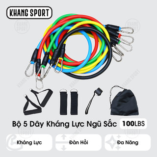 [11 phụ kiện] Bộ 5 Dây Ngũ Sắc Tập Full Body - Dụng Cụ Tập Gym Kháng Lực