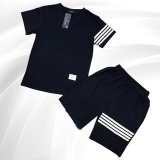 Set Bộ Đồ Thể Thao 4 SỌC Quần Đùi Short Và Áo Thun Mùa Hè Kẻ Sọc Cá Tính In Chữ PLACSE