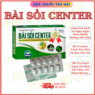 Bài sỏi Center, viên uống giúp lợi tiểu, hỗ trợ quá trình tán nhỏ và bài tiết sỏi thận, sỏi mật, bàng quang, hộp 30 viên