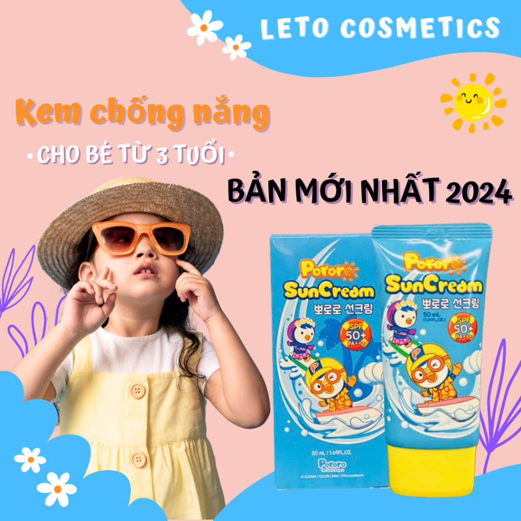 Kem chống nắng trẻ em Pororo Sun Cream SPF50+ PA+++ 50ml mẫu mới 2024
