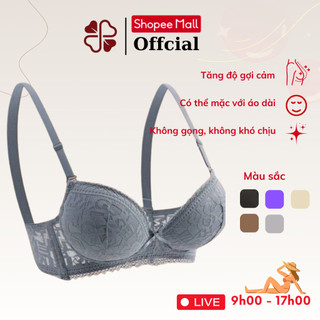 Áo lót nữ siêu nâng ngực tạo khe đệm tim dày 6cm thông hơi thoáng khí chất ren gấm cao cấp ELSA -912
