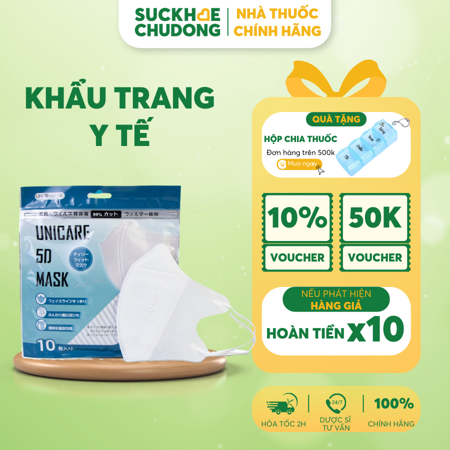 Khẩu trang Unicare 5D Unimask 3 lớp kháng khuẩn