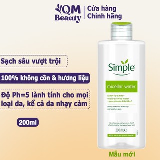 Nước tẩy trang Simple Micellar Cleansing Water 200ml dành cho mọi loại da mẫu mới