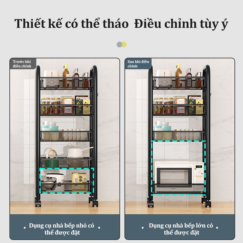 Kệ nhà bếp Kệ lưu trữ sàn nhà gia dụng Giỏ nhiều tầng Xe đẩy rau quả đa năng3-4-5 tầng | BigBuy360 - bigbuy360.vn