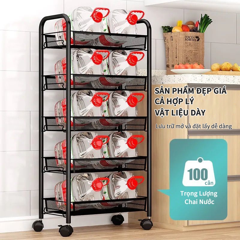 Kệ nhà bếp Kệ lưu trữ sàn nhà gia dụng Giỏ nhiều tầng Xe đẩy rau quả đa năng3-4-5 tầng | BigBuy360 - bigbuy360.vn