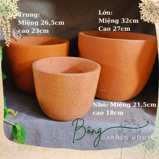 Chậu trồng cây, Chậu đất nung ht bông hoa bầu trứng size lớn Bông Garden trồng cây cảnh các loại