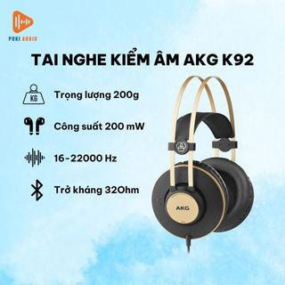 Puki shop / tai nghe kiểm âm akg k92-tai nghe kiểm âm akg k92, headphone studio - tặng kèm jack chuyển 6 ly hát live