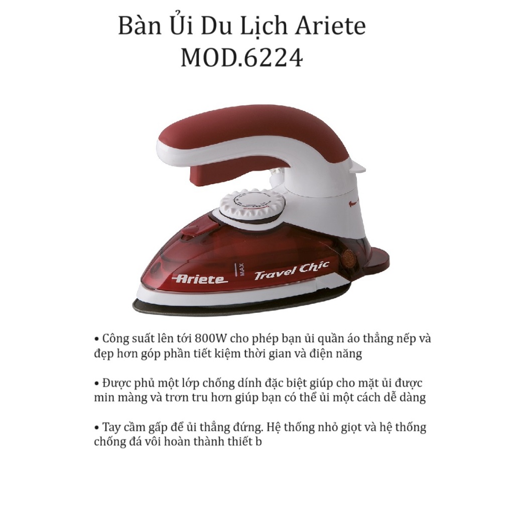 [Cam kết mới 100% chính hãng] Bàn Ủi Du Lịch Ariete MOD.6224