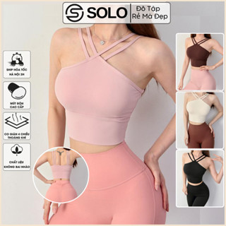Áo Bra Dây Chéo Tập Gym Yoga Pilates Pickle Ball Áo lót Cổ Yếm thun poly mềm mại Solo Sportswear 356