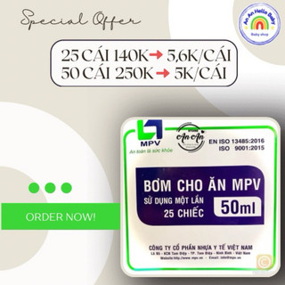 COMBO SET Hộp Bơm Tiêm nuôi ăn tiệt trùng MPV 50ml 50cc An An Hello Baby
