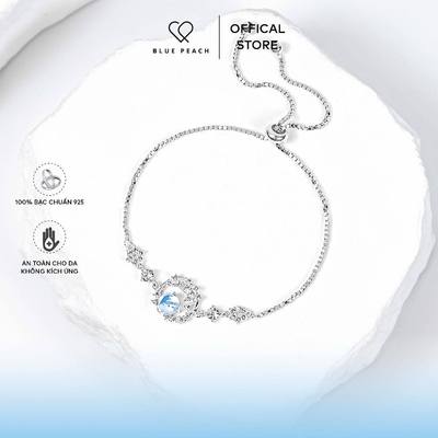 Lắc Tay Bạc Blue Peach LT Blue Glitter Moon Dây Rút V1 LT755