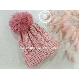 Mũ len đan tay cẩn thận từng mũi - Dáng mũ chuông vành gấp 2 ấm áp- Chất len milk cotton mềm mại