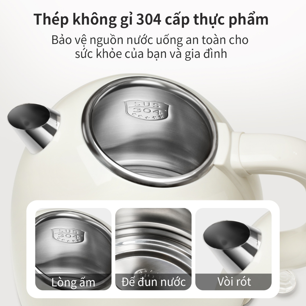Simplus Ấm Đun Nước Cổ Điển Dung tích 1.7L Thép Không Gỉ 304 DRSH006 - Bảo Hành 1 Năm 1 Đổi 1 | BigBuy360 - bigbuy360.vn