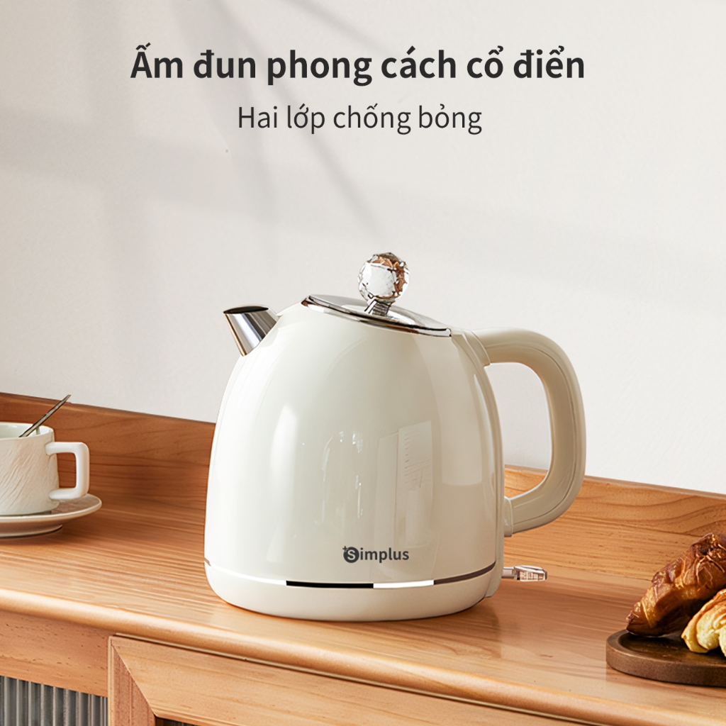 Simplus Ấm Đun Nước Cổ Điển Dung tích 1.7L Thép Không Gỉ 304 DRSH006 - Bảo Hành 1 Năm 1 Đổi 1 | BigBuy360 - bigbuy360.vn