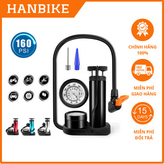 Bơm xe đạp xe máy đạp chân áp suất cao bơm bóng bơm ô tô có đồng hồ đo áp suất hàng chính hãng full hộp