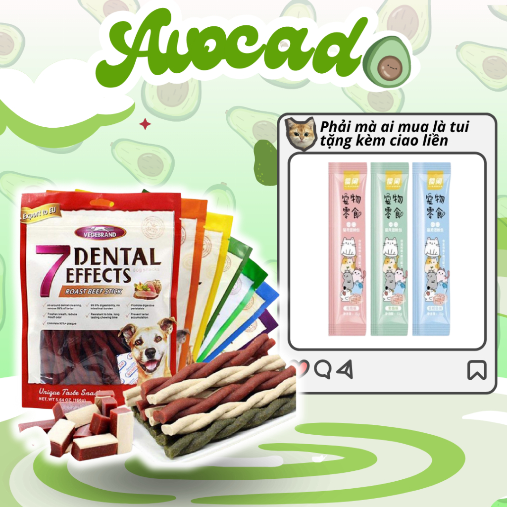 Xương Gặm 7 Dental Effects Snack Sạch Răng Cho Chó 160G