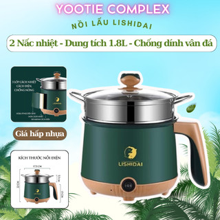 Nồi Lẩu Điện Ca Nấu Mì, Chiên, Sào Đa Năng, Dung Tích 1.8L - Lòng Nồi Chống Dính - Bảo Hành 1 Năm