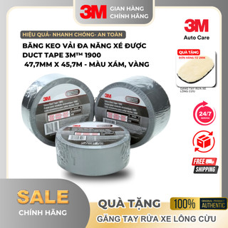[SSPIC199K - GIẢM 10% ]Băng keo vải đa năng xe được Duct tape 3M™ 1900 47,7mm x 45,7m - Màu Xám, vàng