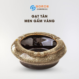Gạt tàn gốm - Gạt Tàn Men Gấm Vàng hoả biến - Gốm sứ cao cấp Bát Tràng